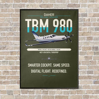 Thumbnail for Daher TBM 980 vertical canvas print - framed - green army background