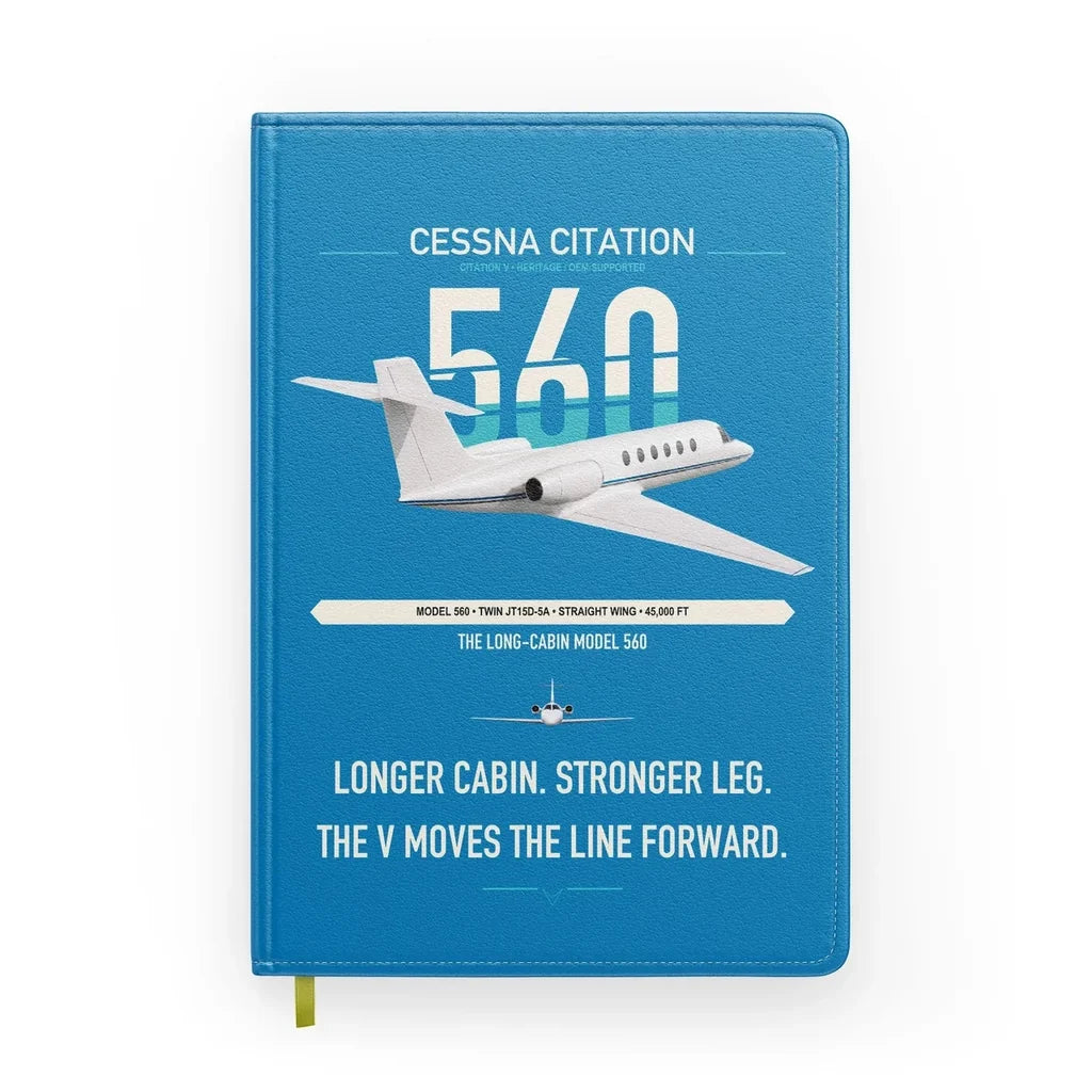 Cessna Citation 560 - Citation V design on turquoise notebook