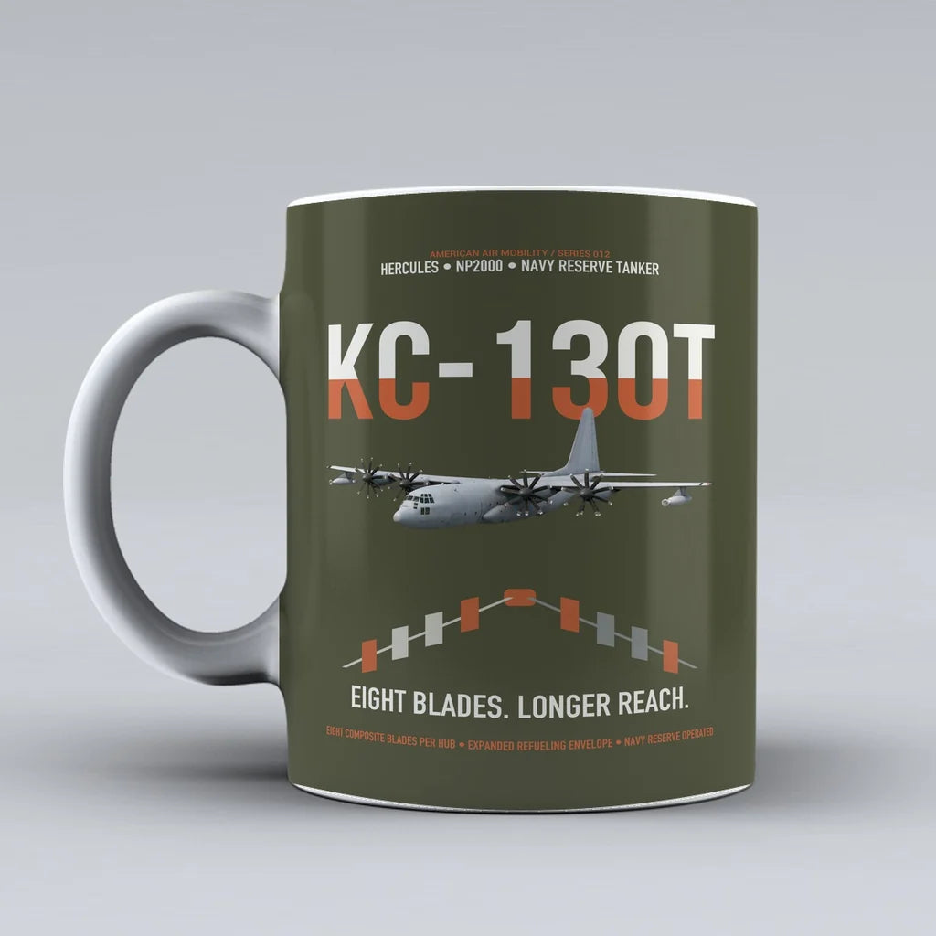 KC-130T NP2000 design on green army ceramic mug, double-side print