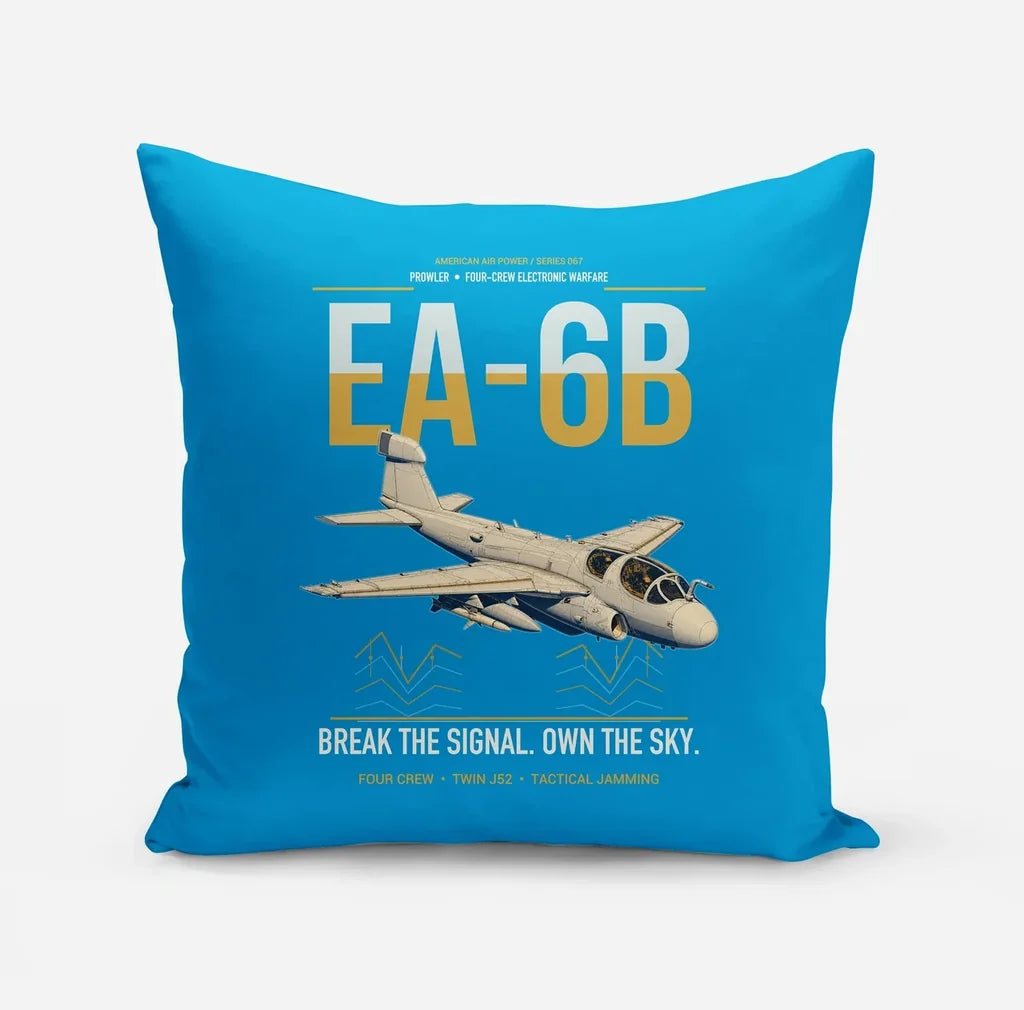 EA-6B Prowler design on turquoise pillow