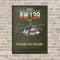 Thumbnail for Leonardo AW139 vertical canvas print - framed - green army background