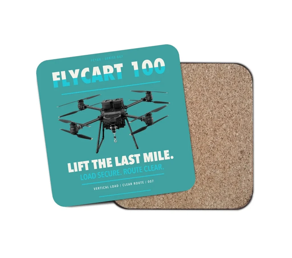 DJI FlyCart 100 design on turquoise 1 piece coaster