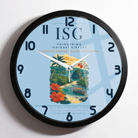 Thumbnail for Painushima Ishigaki Airport (ISG) design on light blue framed wall clock