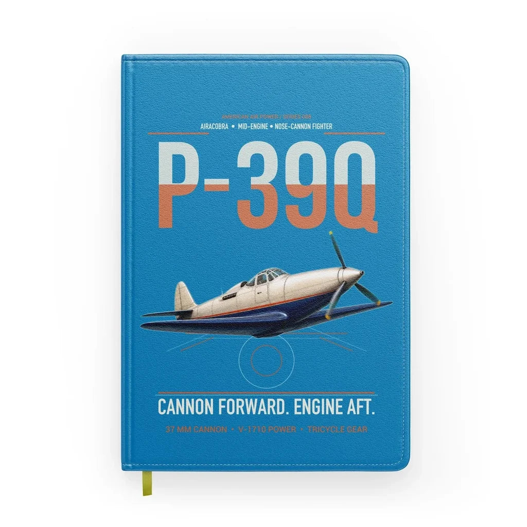 P-39Q Airacobra design on turquoise notebook