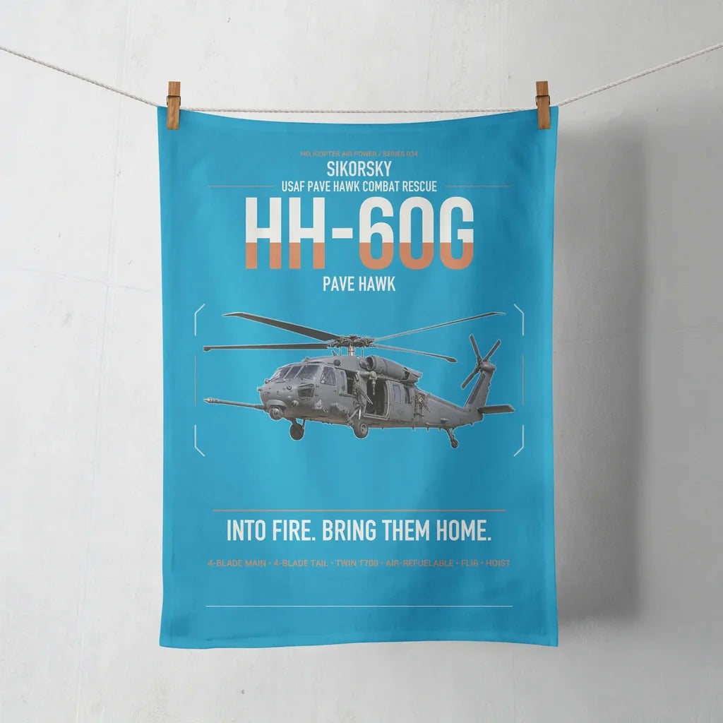 Sikorsky HH-60G Pave Hawk design on turquoise towel
