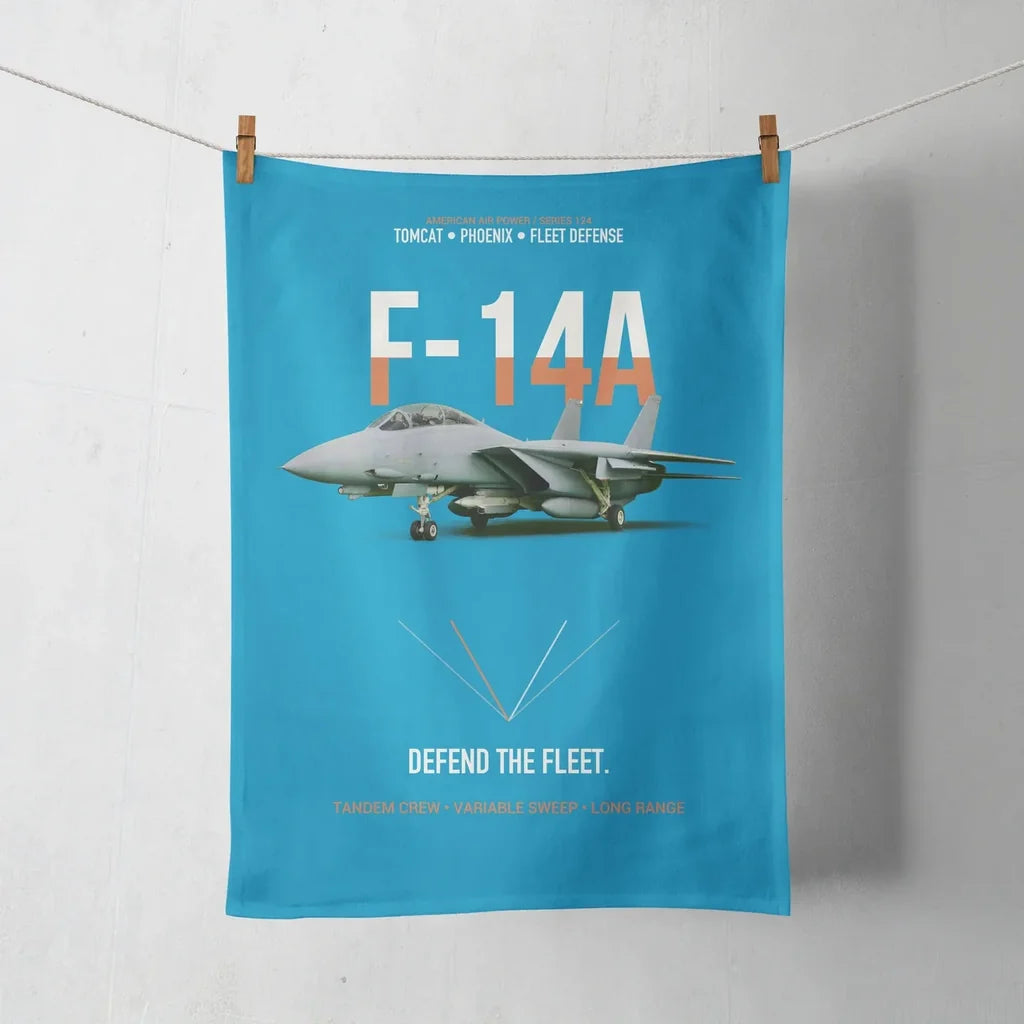 F-14A Tomcat Defend The Fleet design on turquoise towel