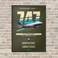 Thumbnail for Boeing 747SP vertical canvas print - framed - green army background