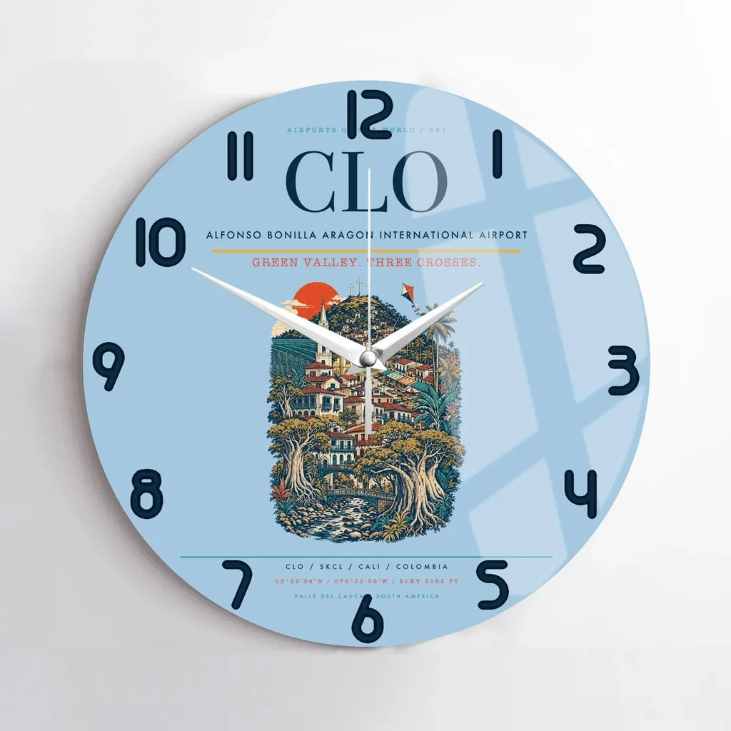 Alfonso Bonilla Aragon International Airport CLO Wall-Clock No-Frame - Light Blue