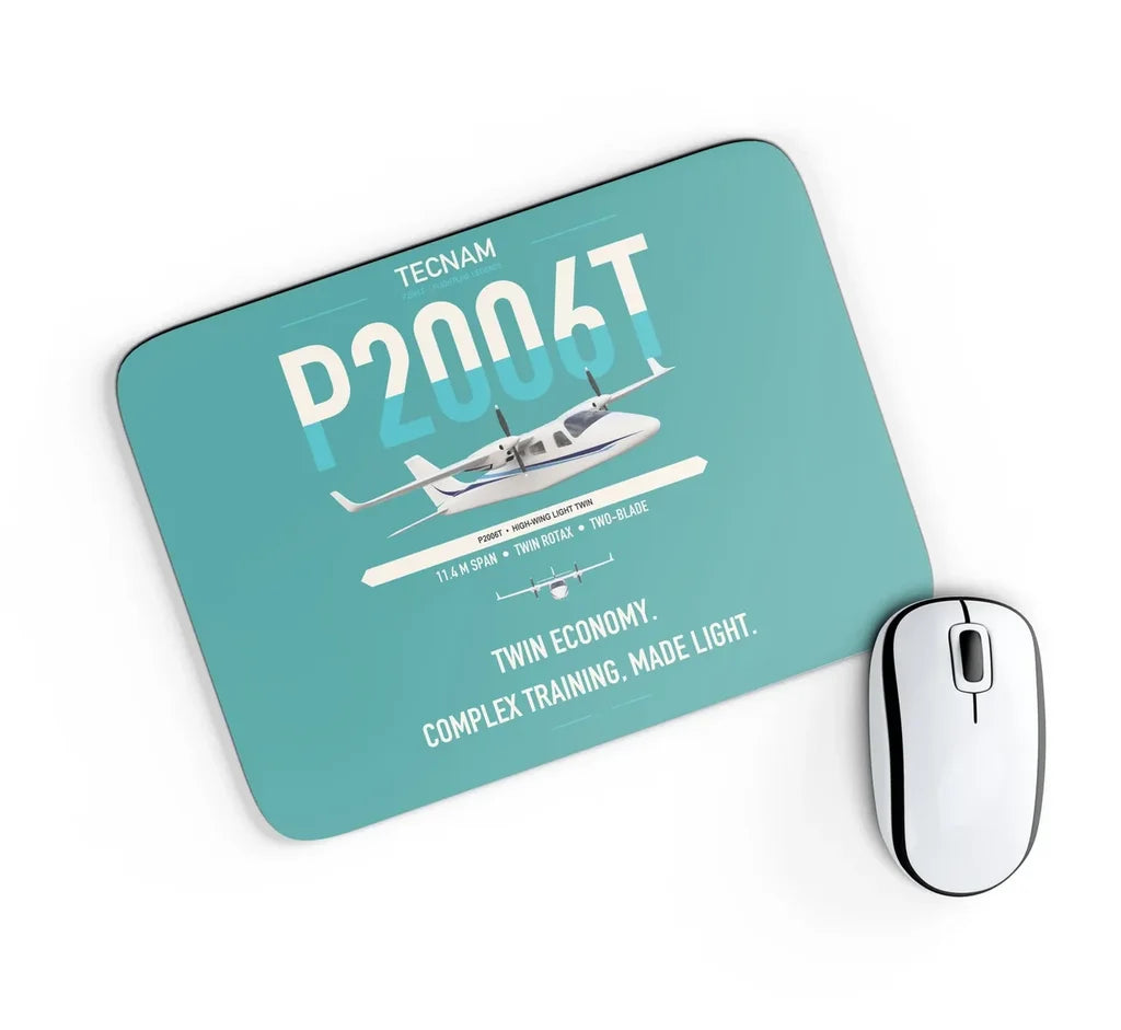 Tecnam P2006T design on turquoise rectangle mouse pad
