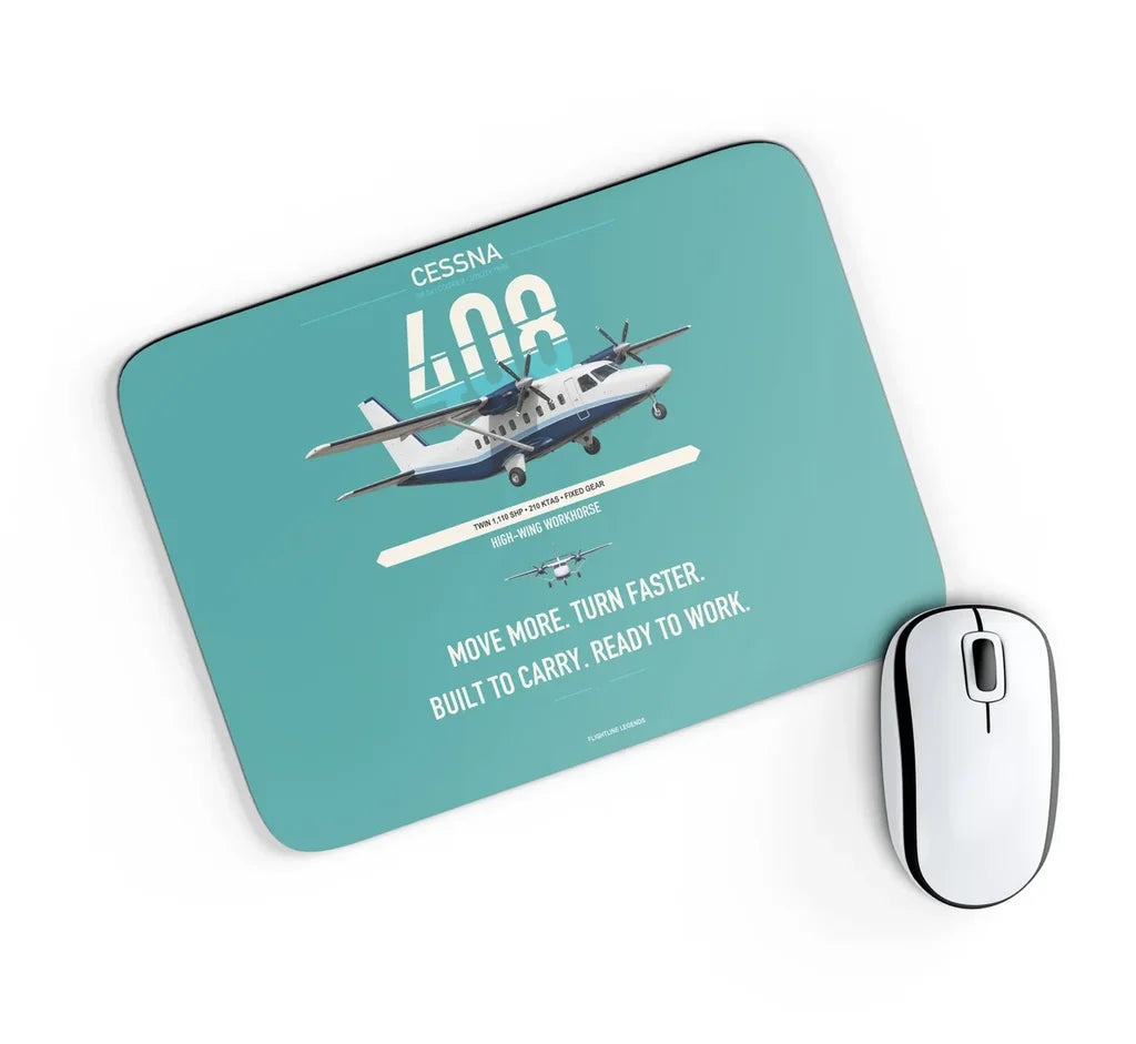 Cessna 408 SkyCourier design on turquoise rectangle mouse pad