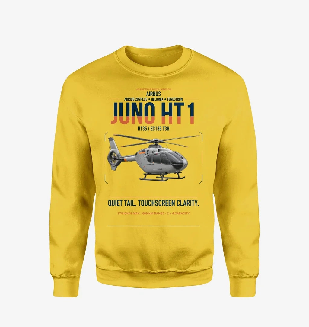 Airbus H135 Juno HT1 design on yellow sweatshirt