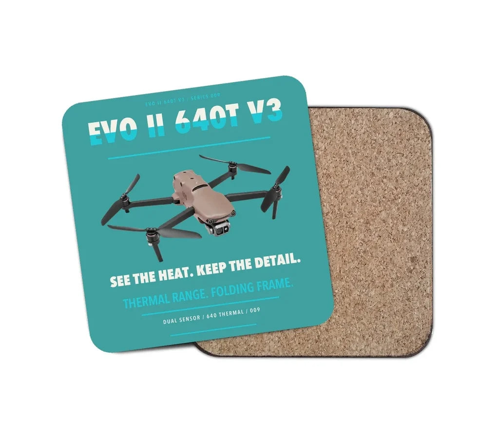 Autel EVO II Dual 640T V3 design on turquoise 1 piece coaster