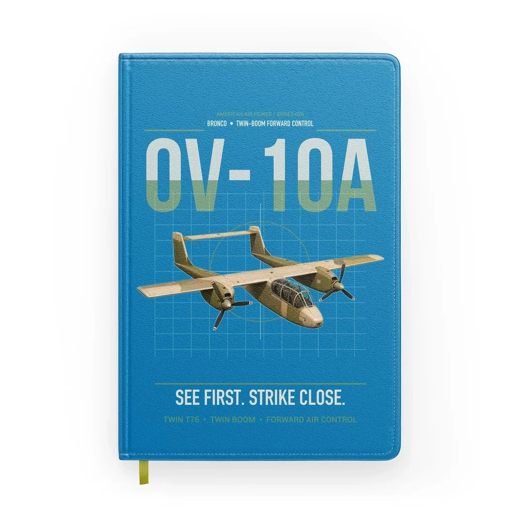 OV-10A Bronco design on turquoise notebook