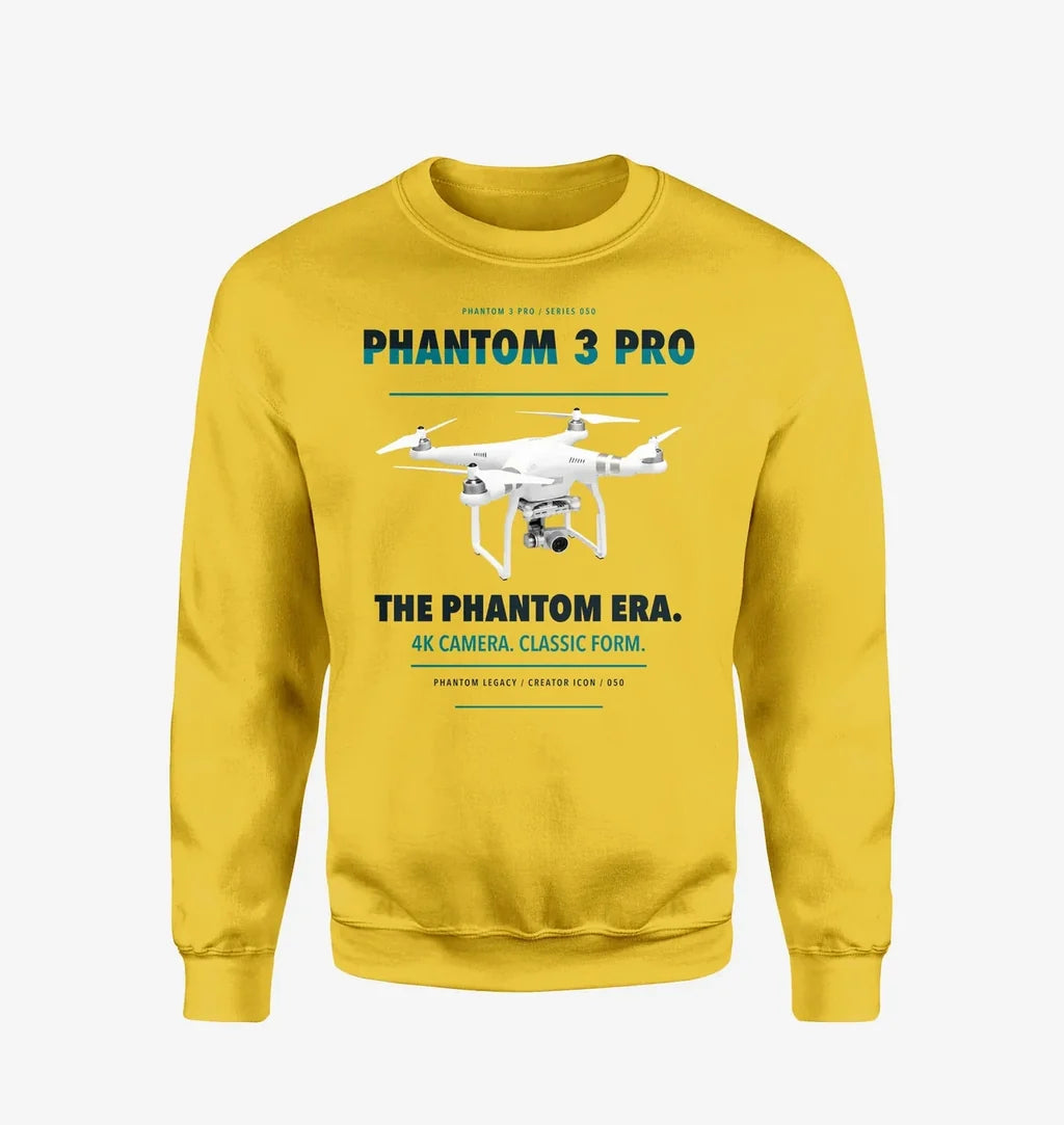 DJI Phantom 3 Professional design on yellow sweatshirt