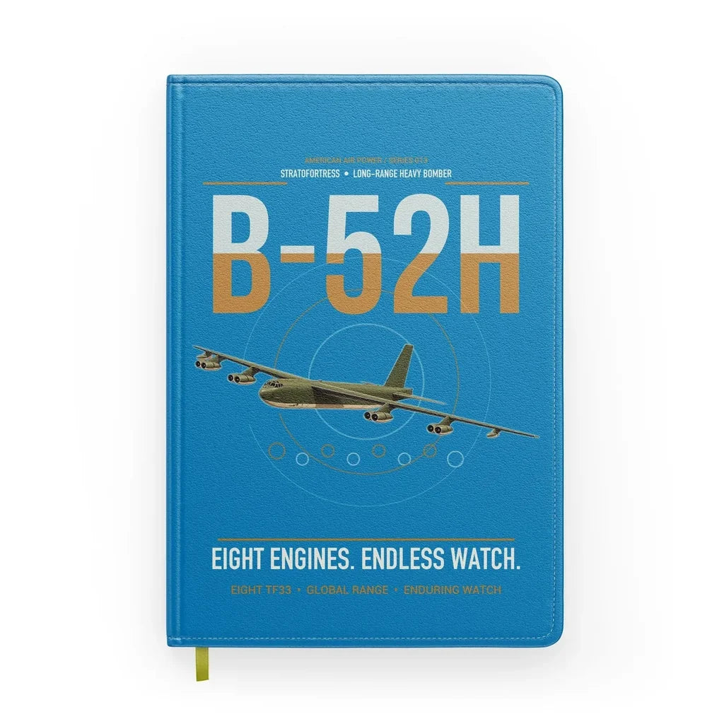 B-52H Stratofortress design on turquoise notebook