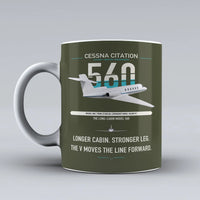 Thumbnail for Cessna Citation 560 - Citation V design on green army ceramic mug, double-side print