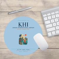 Thumbnail for Jinnah International Airport Karachi (KHI) design on light blue round mouse pad