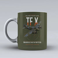 Thumbnail for Bristol Beaufighter TF X design on green army ceramic mug, double-side print