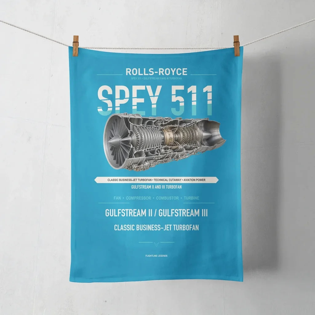 SPEY 511 design on turquoise towel