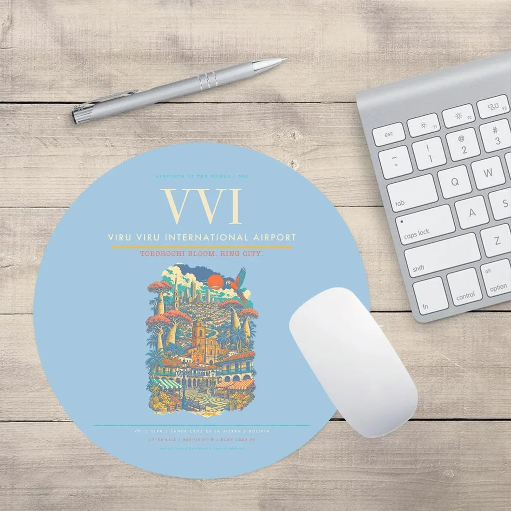 Viru Viru International Airport VVI Mouse-Pad Round - Light Blue
