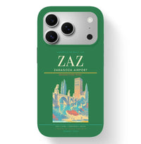 Thumbnail for Zaragoza Airport (ZAZ) design on green iPhone 17 Pro MagSafe case