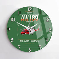 Thumbnail for Leonardo AW189 design on green no frame wall clock