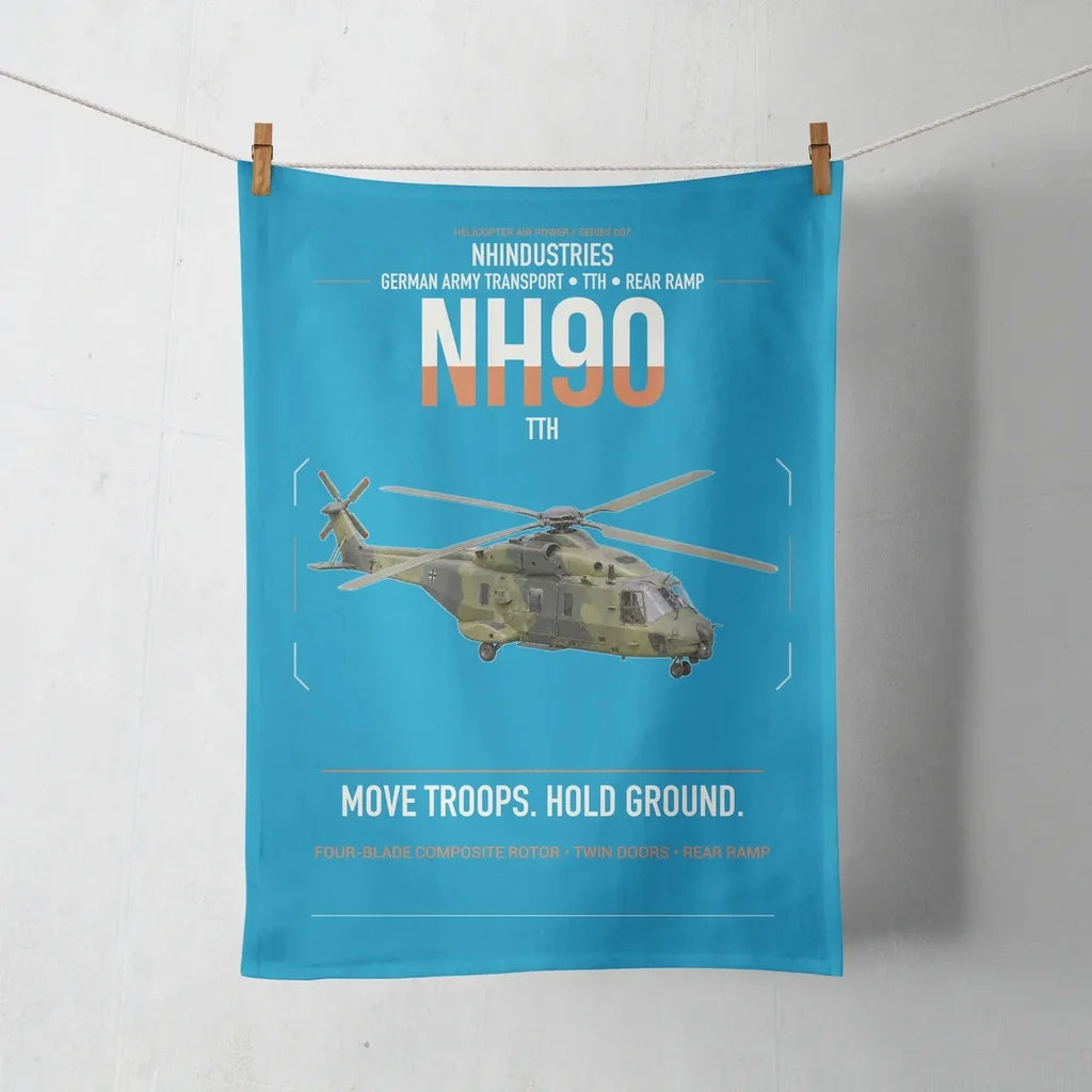 NHIndustries NH90 TTH design on turquoise towel