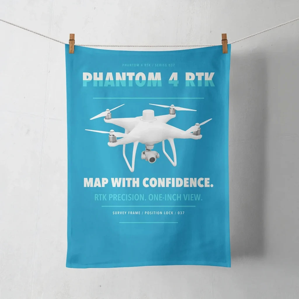 DJI Phantom 4 RTK design on turquoise towel