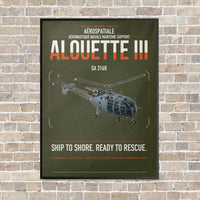 Thumbnail for Aérospatiale SA 316B Alouette III vertical canvas print - framed - green army background