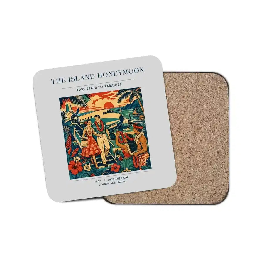The Island Honeymoon - Designed Coasters design on light gray 1-piece