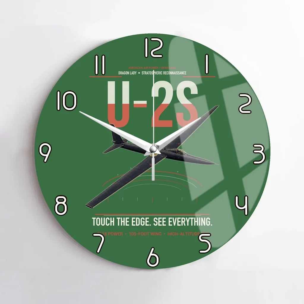 U-2S Dragon Lady design on green no frame wall clock