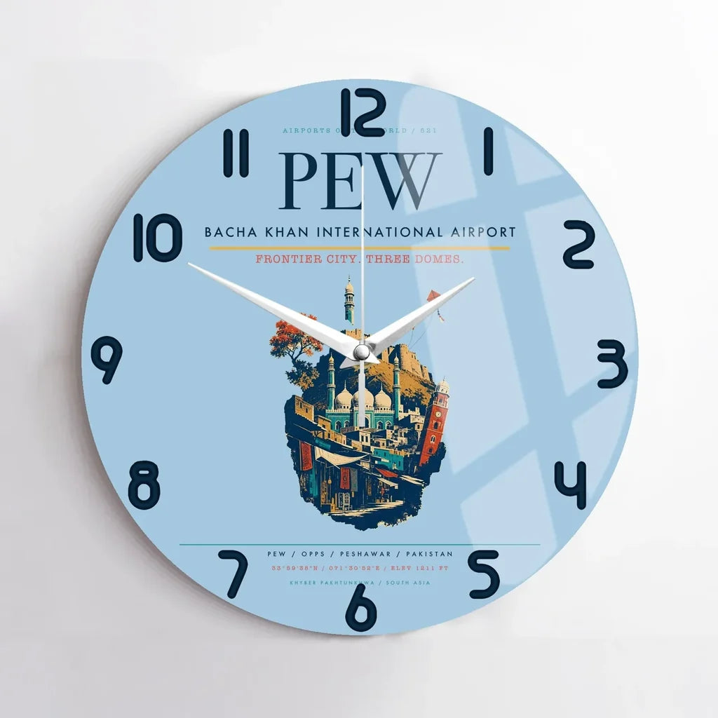 Bacha Khan International Airport PEW Wall-Clock No-Frame - Light Blue