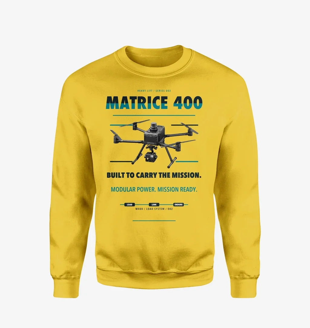 DJI Matrice 400 design on yellow sweatshirt