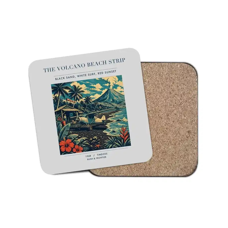 The Volcano Beach Strip - Designed Coasters design on light gray 1-piece