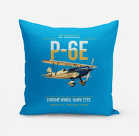 Thumbnail for Curtiss P-6E Hawk design on turquoise pillow