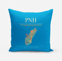 Thumbnail for Phnom Penh International Airport (PNH) design on turquoise pillow