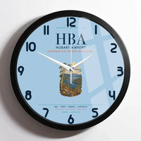 Thumbnail for Hobart Airport (HBA) design on light blue framed wall clock