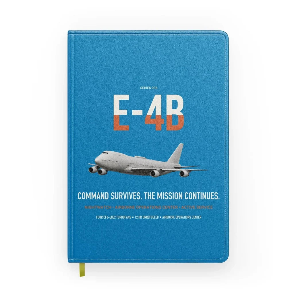 E-4B Nightwatch design on turquoise notebook