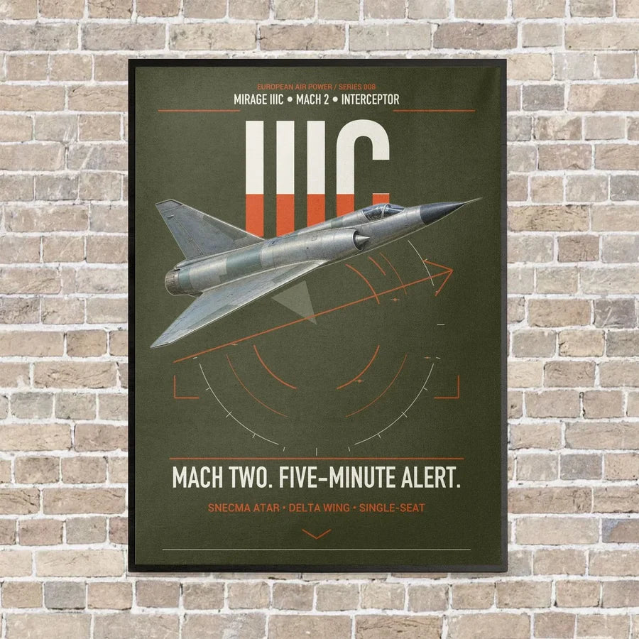 Dassault Mirage IIIC vertical canvas print - framed - green army background