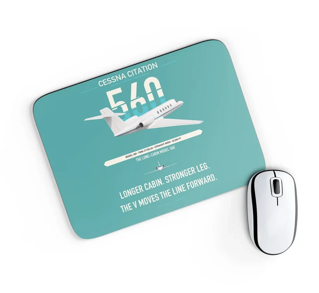 Cessna Citation 560 - Citation V design on turquoise rectangle mouse pad