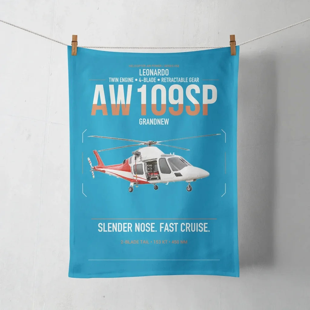 Leonardo AW109SP GrandNew design on turquoise towel