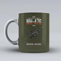 Thumbnail for Boeing MH-47G Chinook design on green army ceramic mug, double-side print