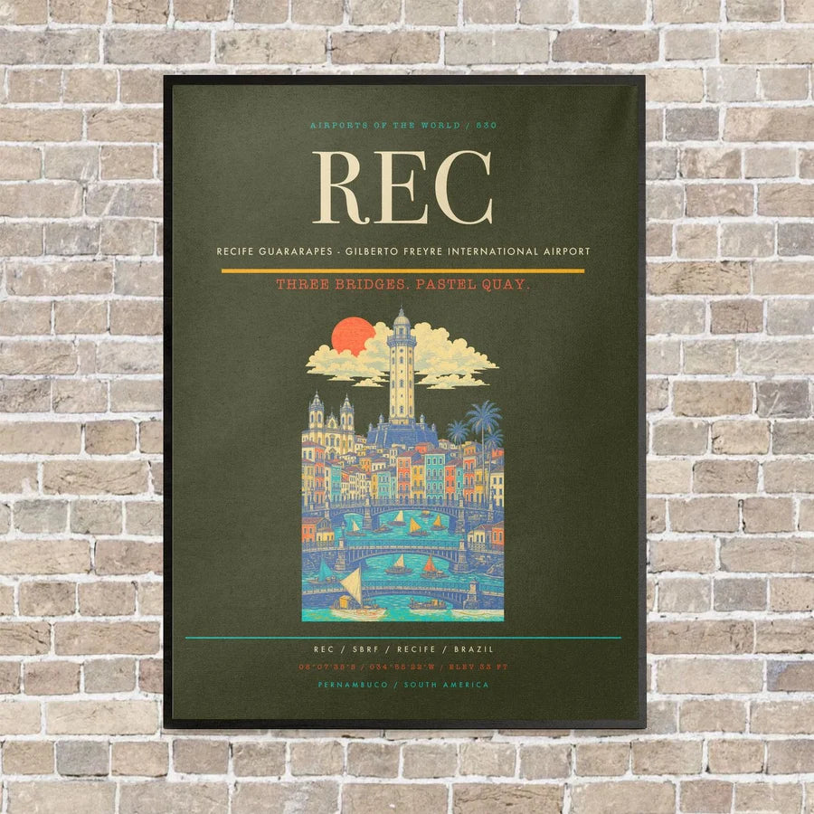 Recife Guararapes - Gilberto Freyre International Airport REC vertical canvas print - framed - green army background