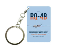 Thumbnail for RQ-4B Global Hawk design on light blue designed key chain, double-side print