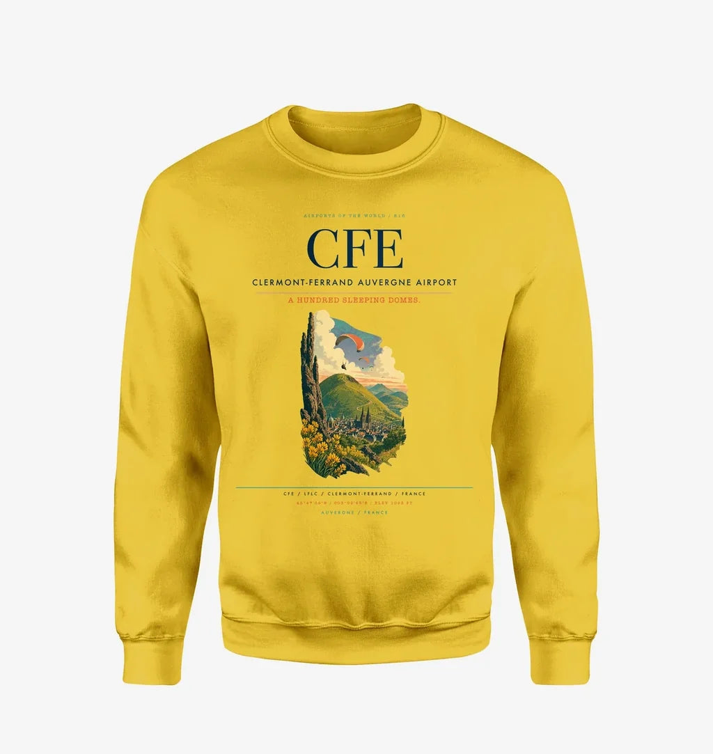 Clermont-Ferrand Auvergne Airport CFE Sweatshirt - Yellow