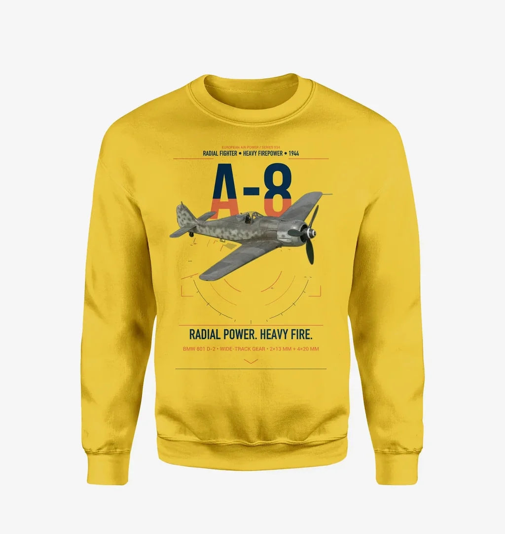 Focke-Wulf Fw 190A-8 design on yellow sweatshirt