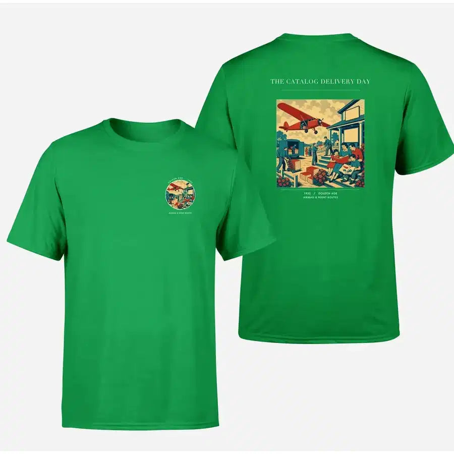 VINTAGE G4412 - The Catalog Delivery Day - Double-Side T-Shirt design on green double side t shirt