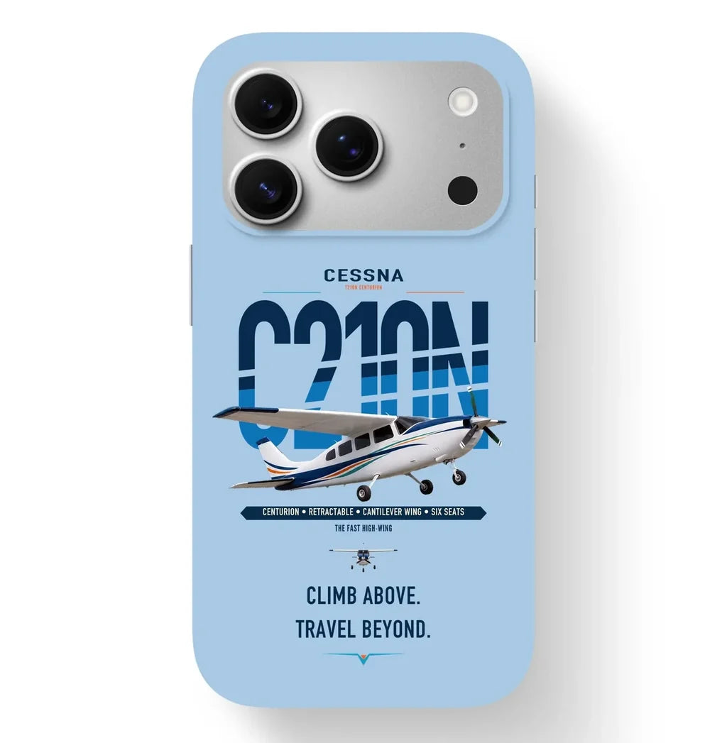Cessna T210N Centurion design on light blue magsafe iphone case, for iPhone 17 Pro