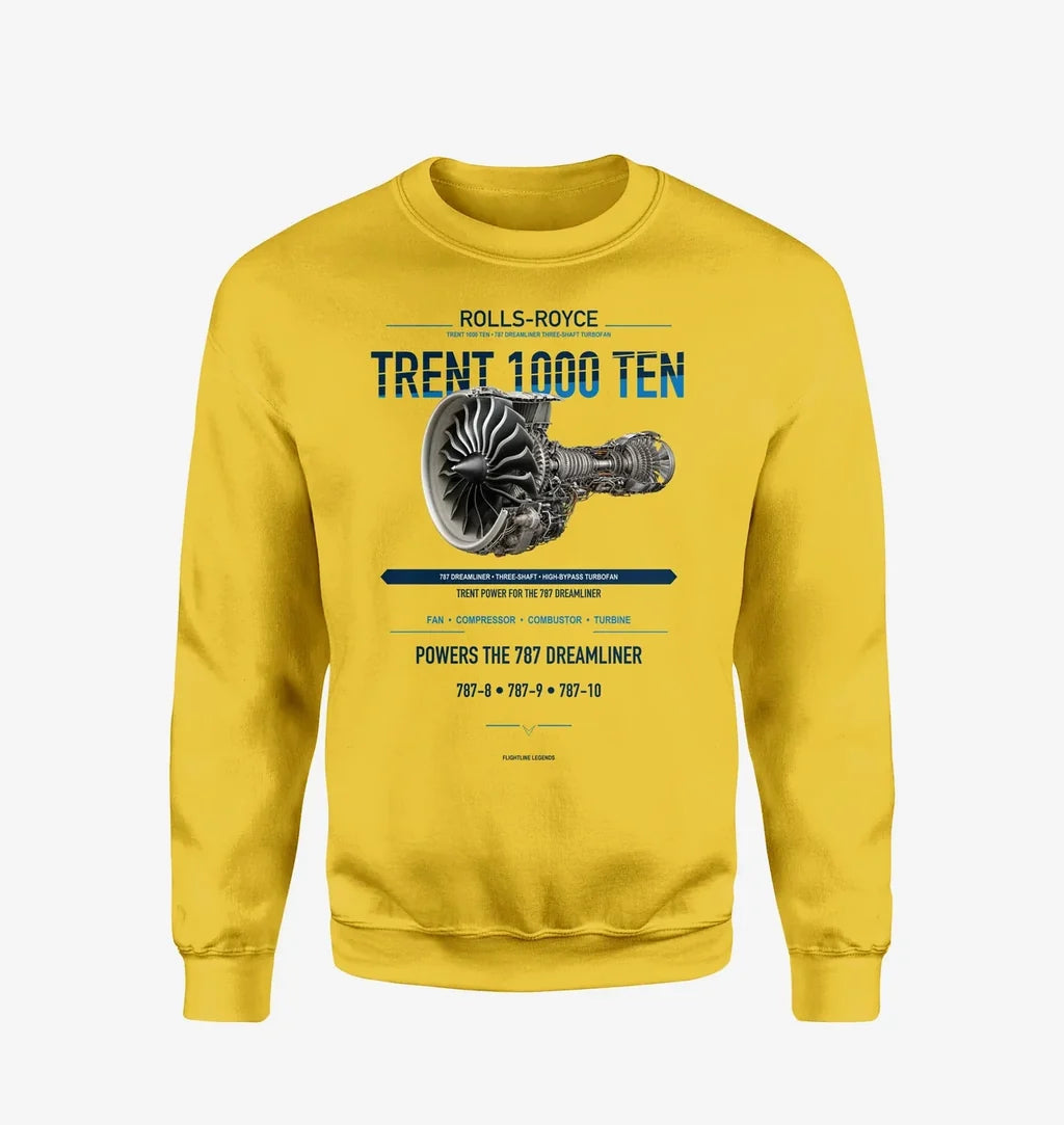 TRENT 1000 TEN design on yellow sweatshirt