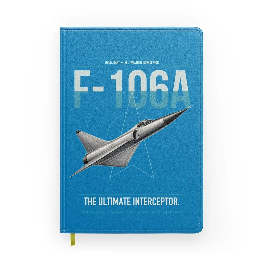 F-106A Delta Dart design on turquoise notebook